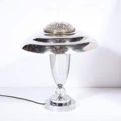 Art Deco Machine Aged Chrome and Glass Table Lamp - 2660095