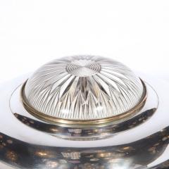 Art Deco Machine Aged Chrome and Glass Table Lamp - 2660097