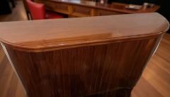 Art Deco Mahogany Bar with Brass Footrail and Rear Storage Shelves - 4251055
