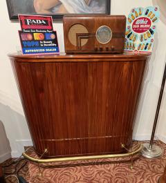 Art Deco Mahogany Bar with Brass Footrail and Rear Storage Shelves - 4251065