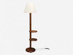 Art Deco Mahogany Bronze Floor Lamp with Shelves USA 1940s - 4232235