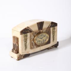 Art Deco Mantlepiece Clock in Tessellated Ice Sugar Cream Onyx w Gilt Bronze - 4744574