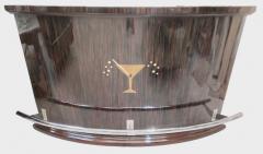 Art Deco Martini Bar Custom Macassar Wood Cabinet - 3778890