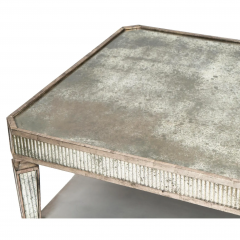 Art Deco Mercury Glass Mirrored Silver Giltwood Cocktail Coffee Table - 4107664