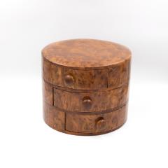 Art Deco Miniature Round Chest Of Drawers Carved From A Single Ewe Wood Burl - 1358025