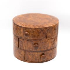 Art Deco Miniature Round Chest Of Drawers Carved From A Single Ewe Wood Burl - 1358029