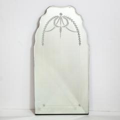 Art Deco Mirror with Laurel Wreath Detailing Chain Beveling Scalloped Borders - 1648779