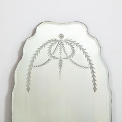 Art Deco Mirror with Laurel Wreath Detailing Chain Beveling Scalloped Borders - 1648781
