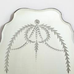 Art Deco Mirror with Laurel Wreath Detailing Chain Beveling Scalloped Borders - 1648812