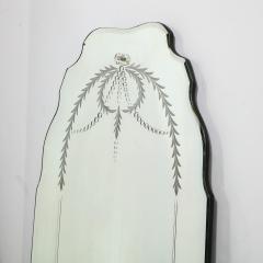 Art Deco Mirror with Laurel Wreath Detailing Chain Beveling Scalloped Borders - 1648861