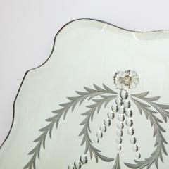 Art Deco Mirror with Laurel Wreath Detailing Chain Beveling Scalloped Borders - 1648872