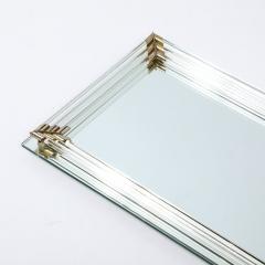 Art Deco Mirrored Tray with Glass Rod Detailing Brass Fittings - 3976207