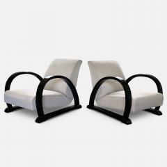 Art Deco Modernist Black Lacquer Lounge Chairs - 3960407