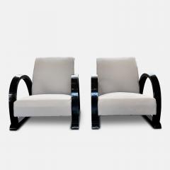 Art Deco Modernist Black Lacquer Lounge Chairs - 3960409