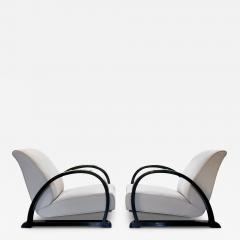 Art Deco Modernist Black Lacquer Lounge Chairs - 3962549