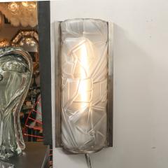 Art Deco Molded Frosted Glass w Abstract Cubist Geometric Motif Sconces - 4265764