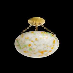 Art Deco Multicolor White Glass Pendant Chandelier with Brass Fittings - 3703130