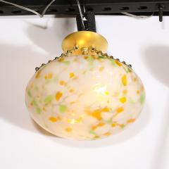 Art Deco Multicolor White Glass Pendant Chandelier with Brass Fittings - 3703163