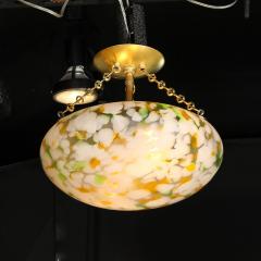 Art Deco Multicolor White Glass Pendant Chandelier with Brass Fittings - 3703181