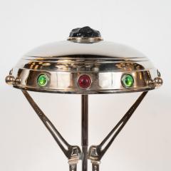 Art nouveau hungarian jeweled brass table lamp