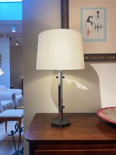 Art Deco Nickel and Marble Table Lamp - 2781869