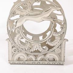 Art Deco Nickeled Bronze Magazine Stand of Stylized Leaping Greyhound - 4745173
