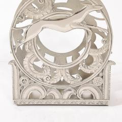 Art Deco Nickeled Bronze Magazine Stand of Stylized Leaping Greyhound - 4745211