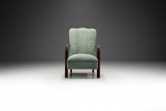 Art Deco Oak Armchair Upholstered in Teal Fabric Europe ca 1930s - 4136105