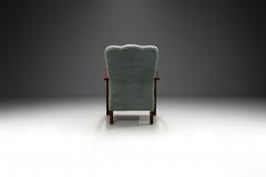 Art Deco Oak Armchair Upholstered in Teal Fabric Europe ca 1930s - 4136106