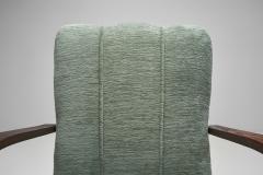 Art Deco Oak Armchair Upholstered in Teal Fabric Europe ca 1930s - 4136108