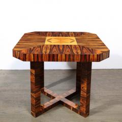 Art Deco Occasional Table in Bookmatched Zebrawood with Walnut Elm Marquetry - 2704929