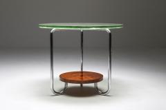 Art Deco Occasional Table with Thick Etched Glass Top 1930s - 1918610