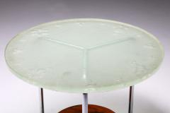 Art Deco Occasional Table with Thick Etched Glass Top 1930s - 1918613
