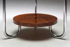 Art Deco Occasional Table with Thick Etched Glass Top 1930s - 1918614