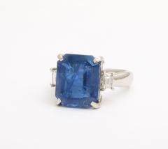 Art Deco Octagonal 10 ct Ceylon Sapphire Engagement Ring with Diamond Baguettes - 3572848