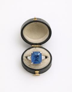Art Deco Octagonal 10 ct Ceylon Sapphire Engagement Ring with Diamond Baguettes - 3572849