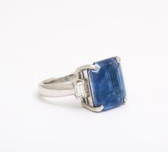 Art Deco Octagonal 10 ct Ceylon Sapphire Engagement Ring with Diamond Baguettes - 3572850