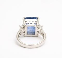 Art Deco Octagonal 10 ct Ceylon Sapphire Engagement Ring with Diamond Baguettes - 3572852