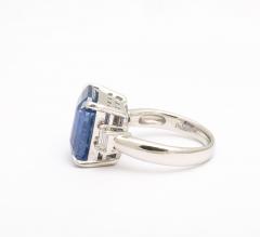 Art Deco Octagonal 10 ct Ceylon Sapphire Engagement Ring with Diamond Baguettes - 3572853