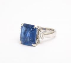Art Deco Octagonal 10 ct Ceylon Sapphire Engagement Ring with Diamond Baguettes - 3572854