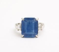 Art Deco Octagonal 10 ct Ceylon Sapphire Engagement Ring with Diamond Baguettes - 3572856