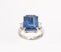 Art Deco Octagonal 10 ct Ceylon Sapphire Engagement Ring with Diamond Baguettes - 3572857