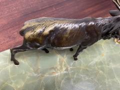 Art Deco Onyx Blotter with Bronze Elk Statue and Fountain Pens - 1882025