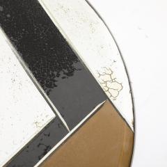 Art Deco Oval Geometric Eglomise Tray W Reversed Etched Antique Mirror Detail - 4403422