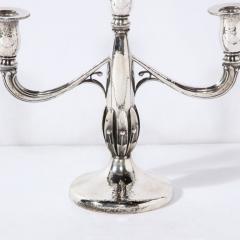 Art Deco Pair of Black Starr Gorham Sterling Silver Petal Form Candelabras - 3197561