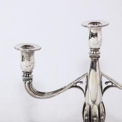 Art Deco Pair of Black Starr Gorham Sterling Silver Petal Form Candelabras - 3197567