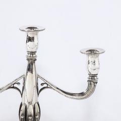 Art Deco Pair of Black Starr Gorham Sterling Silver Petal Form Candelabras - 3197568