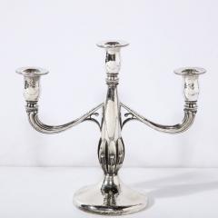Art Deco Pair of Black Starr Gorham Sterling Silver Petal Form Candelabras - 3197676