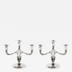Art Deco Pair of Black Starr Gorham Sterling Silver Petal Form Candelabras - 3202456
