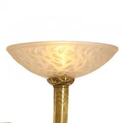 Art Deco Pair of Etched Glass and Bronze Cornucopia Sconces 1930s - 3233897